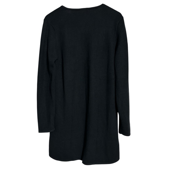 Talbots NWT Open Front Black Mid Length  Ribbed Knit Cotton Blend Cardigan - Picture 5 of 10